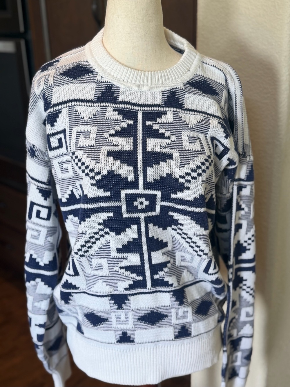Nieman Marcus authentic vintage 1980s or 1990s Aztec geometric knit crewneck
L